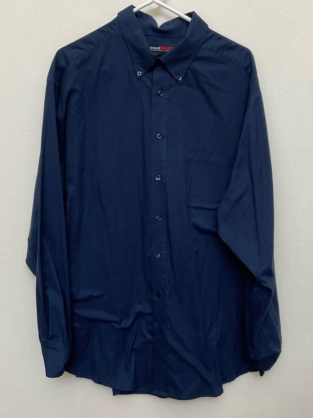 Roundtree York Travelsmart Blue, Black Checked Long Sleeve Button Down Size 2XT
